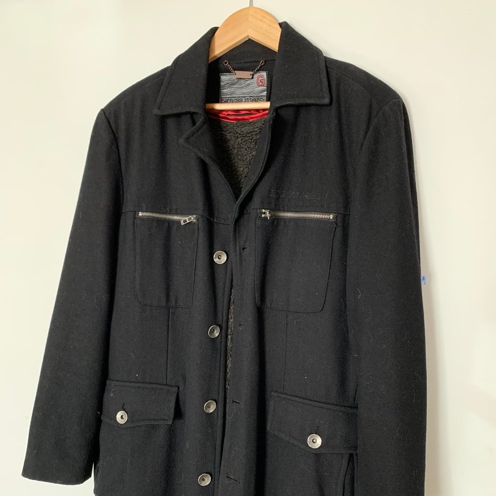Guess Medium Long Wool Coat Black